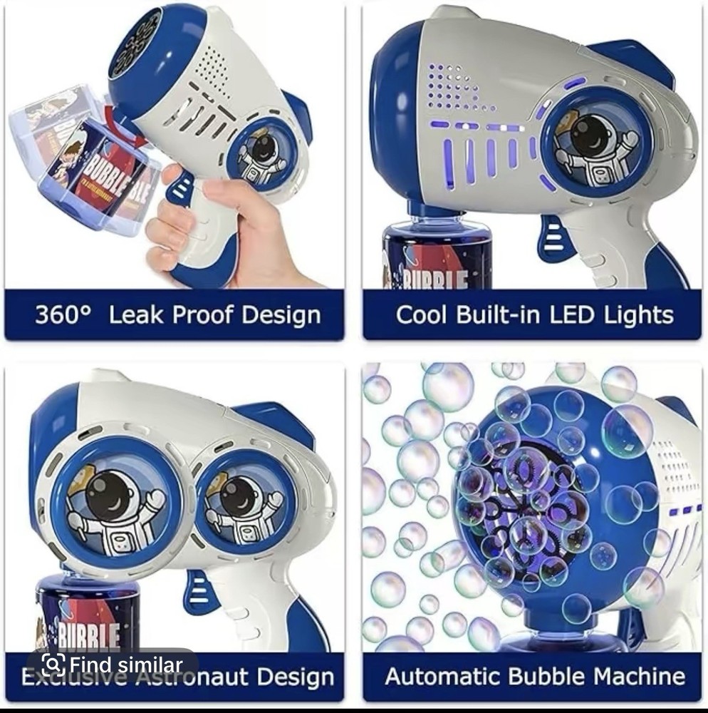 2 Pack Bubble Gun for Kids, LED Light Up Automatic Bubble Machine