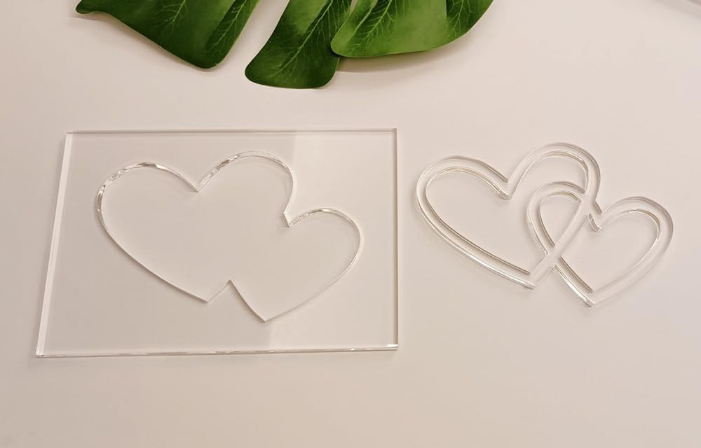 Double Heart Router TemplateClear Acrylic Woodworking TemplateRouter Template...