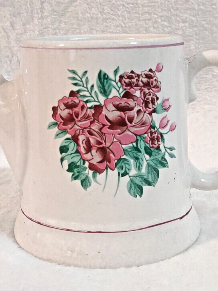 Ceramic Mini Watering Can Pitcher with Pink Roses