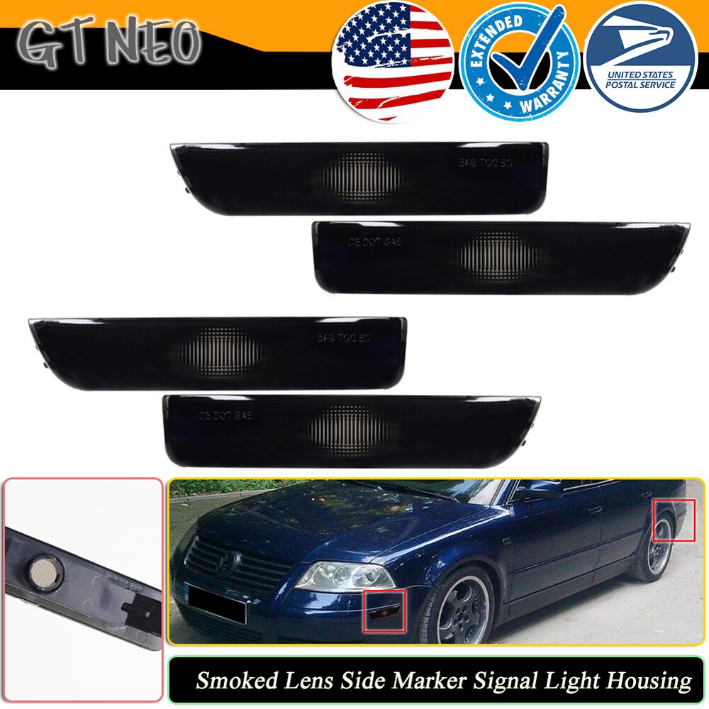 For 2001-2005 VW Passat B5.5 Smoked Front & Rear Side Marker Signal Lights 4PCS