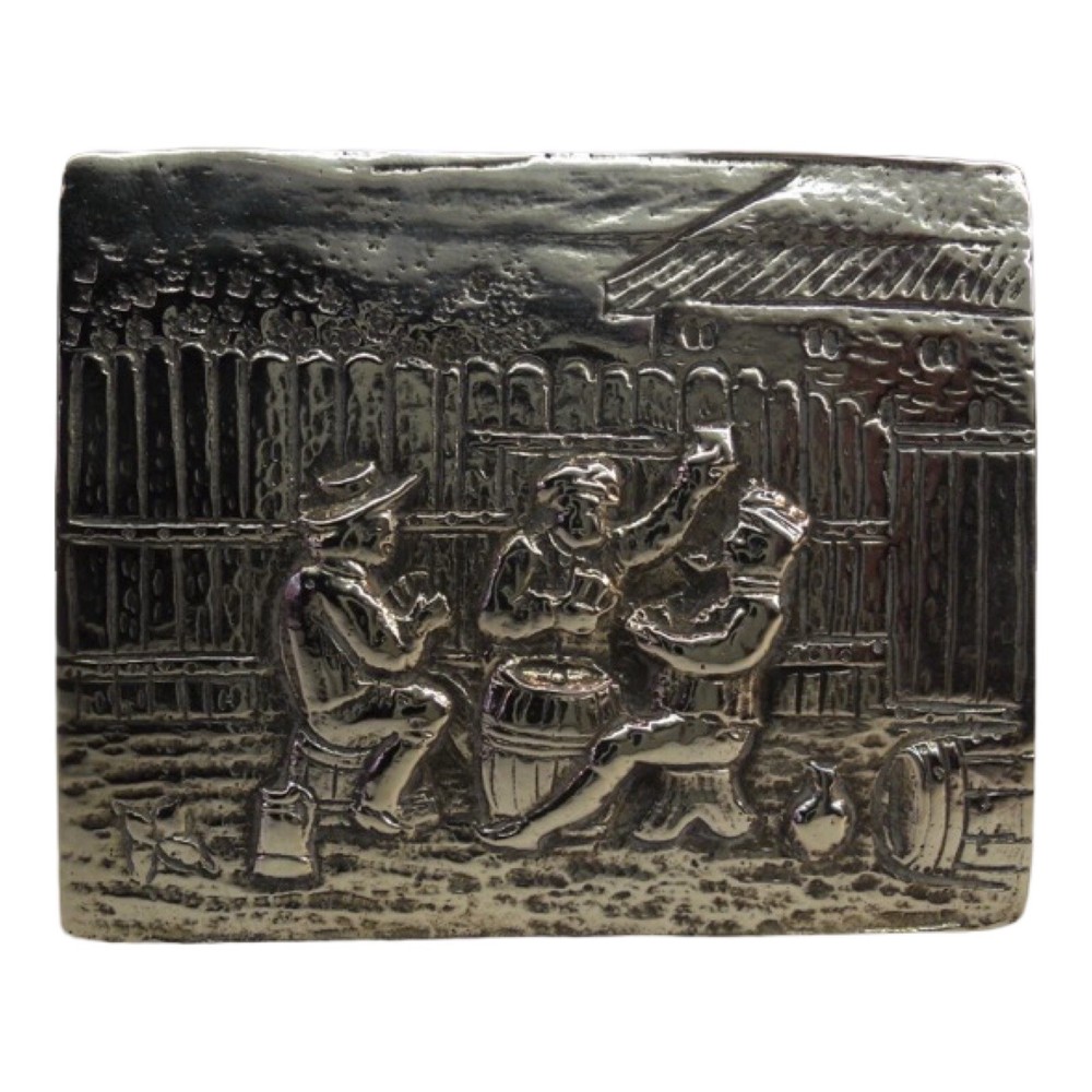 German Solid Silver c1900 Table Box Gambling & Cherub Scenes (F1792)