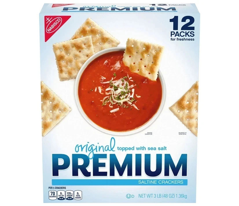 Premium Saltine Crackers Original 4 oz 12 Pack Fresh Snack Boxes