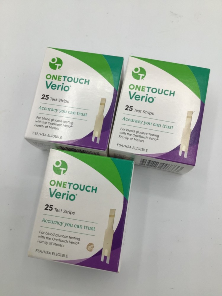 One Touch Verio Test Strips 75 Count (3x25) Exp. 8/2026
