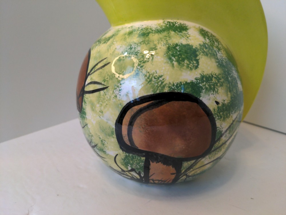 Retro Ceramic Colored Painted Mushroom Pitcher Pottery Signed MCM