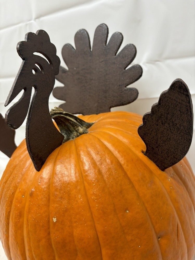 Iron Turkey Pumpkin Pick Decorating - Kit Primitive Rustic Thanksgiving Decor