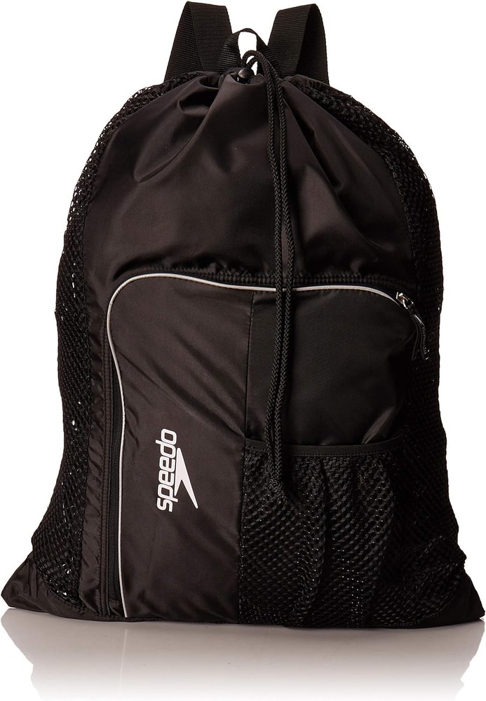 Deluxe Ventilator Mesh Equipment Bag Quick Drying Black Backpack Strap