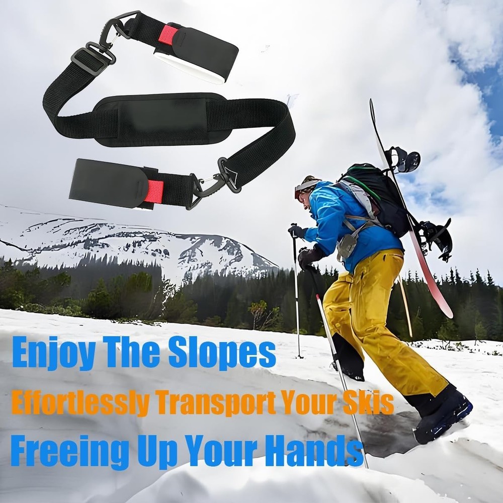 Ski Carrier Strap and Pole – Adjustable Cushioned Straps for...