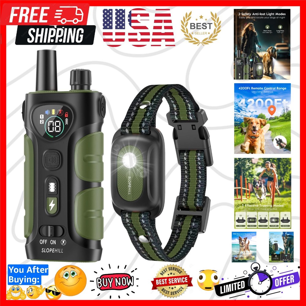 Dog Shock Collar,4200FT Dog Training Collar with Remote, Waterproof E-Collar ...