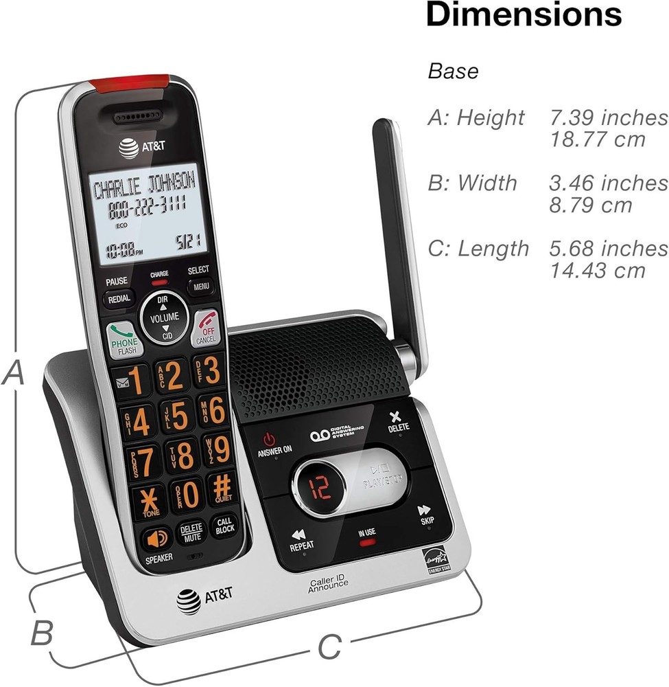 3-Handset Cordless Phone Set with Digital Answering & Intercom Functions