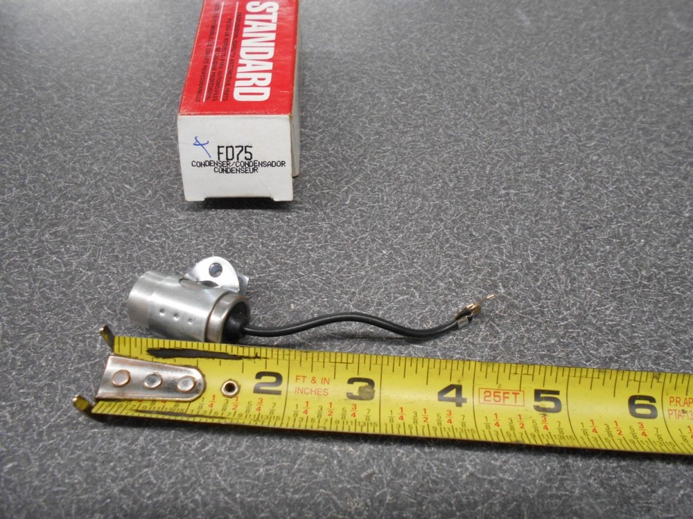 Standard FD75 Condenser, Single Wire. for points ignition system. New, NOS!