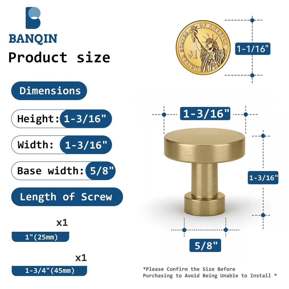 30 Pack Cabinet Knobs Champagne Bronze Drawer Knobs Solid Dresser Knobs for D...