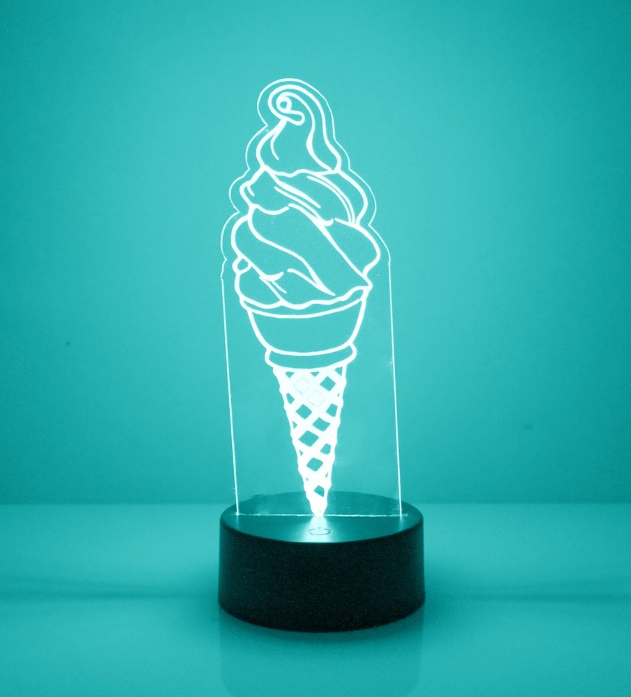 Ice Cream Cone LED Light Up, With Remote, Personalized Free, Ice Cream Sign