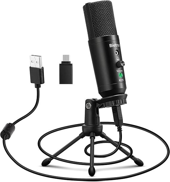 Bietrun USB-C Microphone for Computer with Headphone Jack