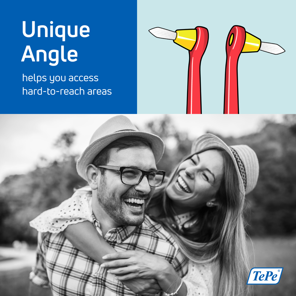 TEPE Interspace Soft Angled Toothbrush – Single End Tuft, 1 Brush, 12 Tips