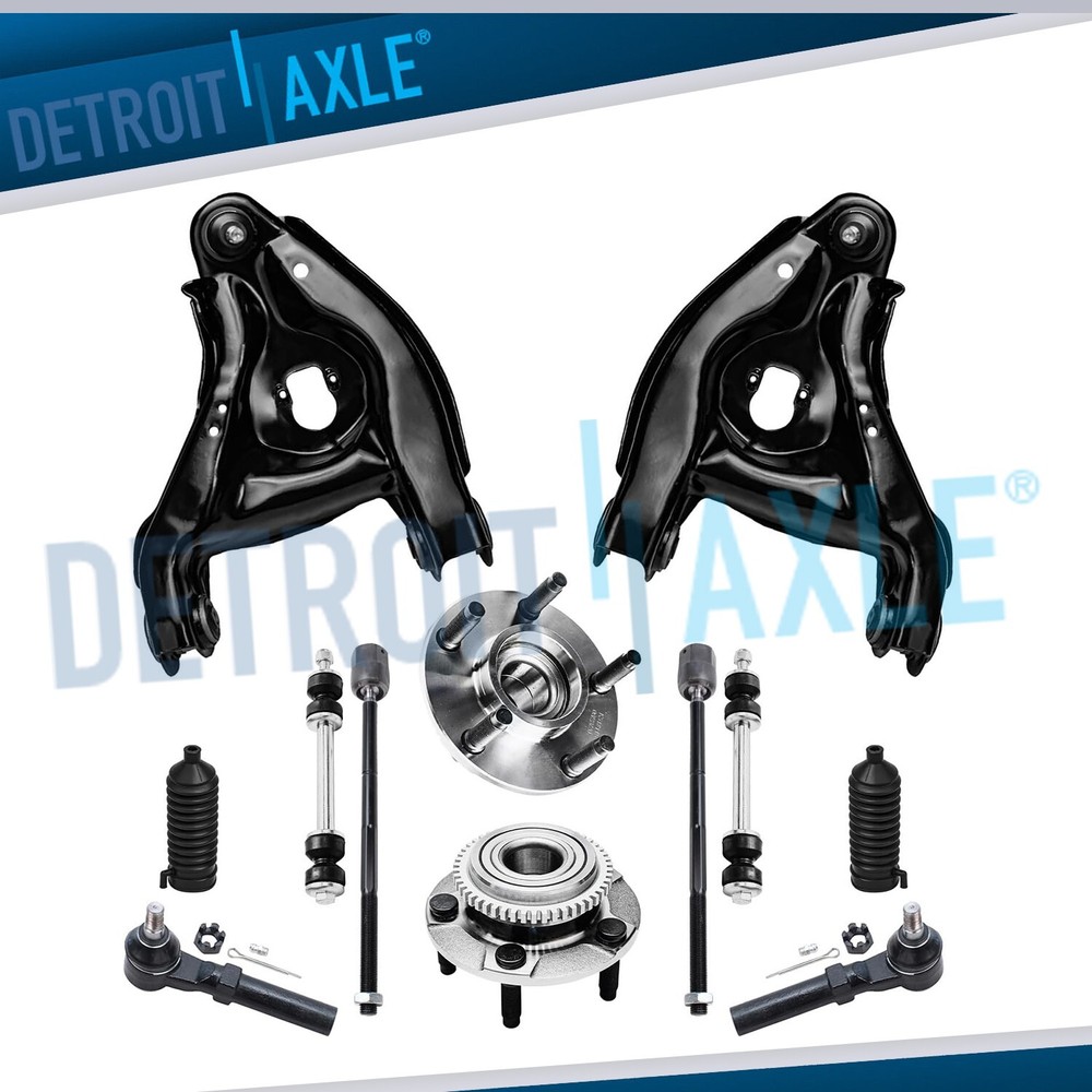 12pc Front Lower Control Arms Wheel Bearings & Hubs for 1994-2004 Ford Mustang