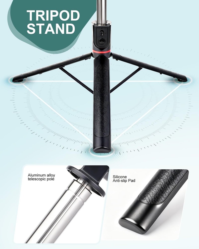 GBFETM 71" Phone Tripod Selfie Stick for iPhone and Android Phone, Cell Black