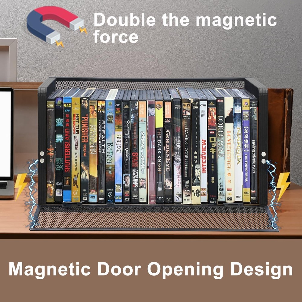 CD Storage Rack 2-Pack with Handles, Holds 28 or 32 Blu-ray Cases per Rack | ...