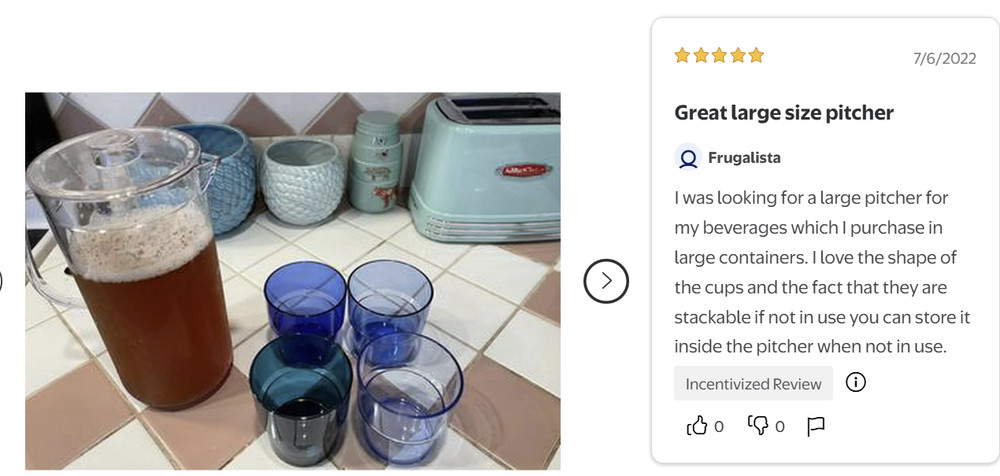 3-Quart Blue Acrylic Pitcher with 14-Ounce Stackable Tumbler Set