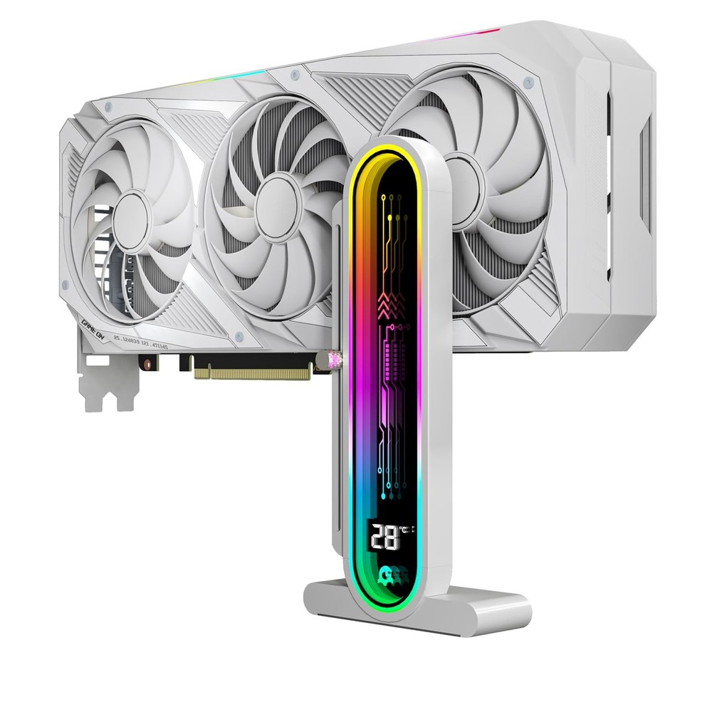 DY7-White ARGB GPU Support Bracket, Temperature Display, 5V 3pin, Universal