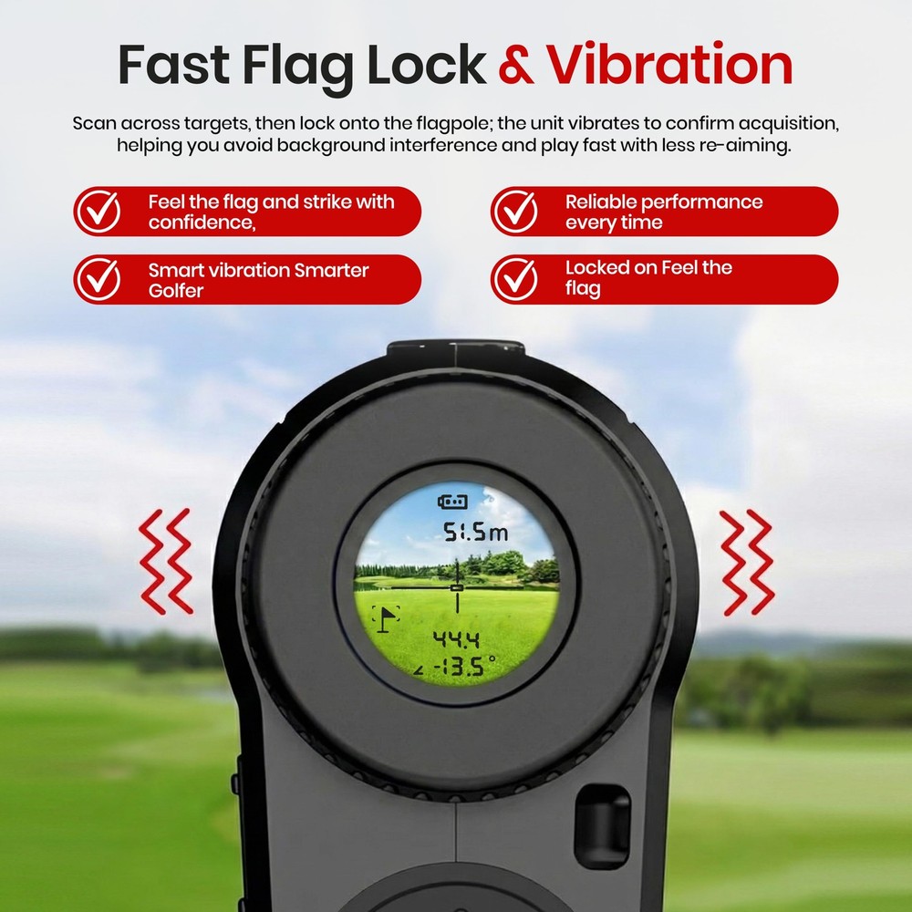 FIRED-UP Golf Range Finder - Rechargeable Laser Rangefinder Silver/Black