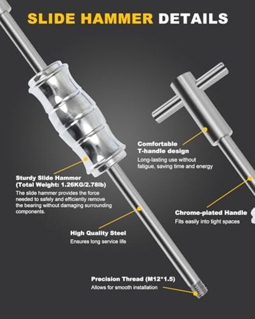Upgrade Bicycle Blind Hole Bearing Puller Set with Slide Hammer & Two-Jawed