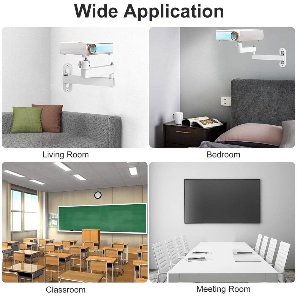 Projector Wall Mount Kit Foldable for Ring Light Webcam 35cm Extension Arm White