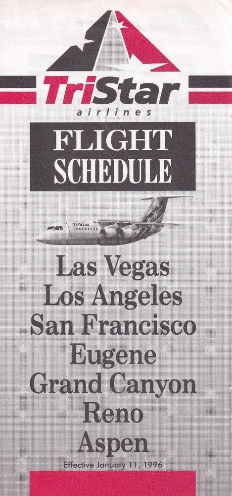 1996 TriStar Airlines flight timetable