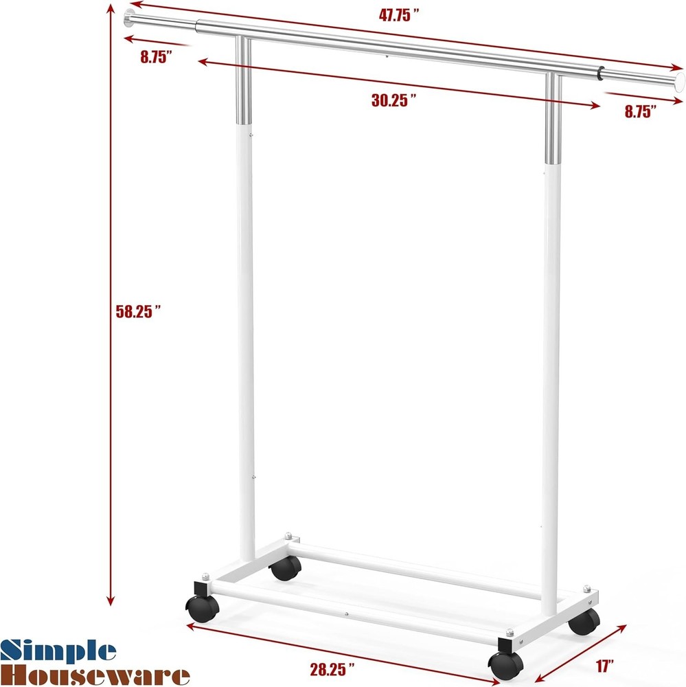 Standard Rod Garment Rack, White