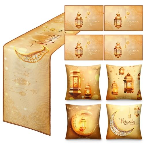 9 Pack Ramadan Party Decorations Set, 1 Pc Eid Mubarak Table Crescent Style