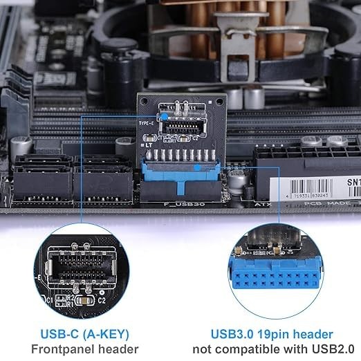 Computer Motherboard USB3.0 19-Pin to 3.1 TYPE-C TYPE-E Adapter Expansion