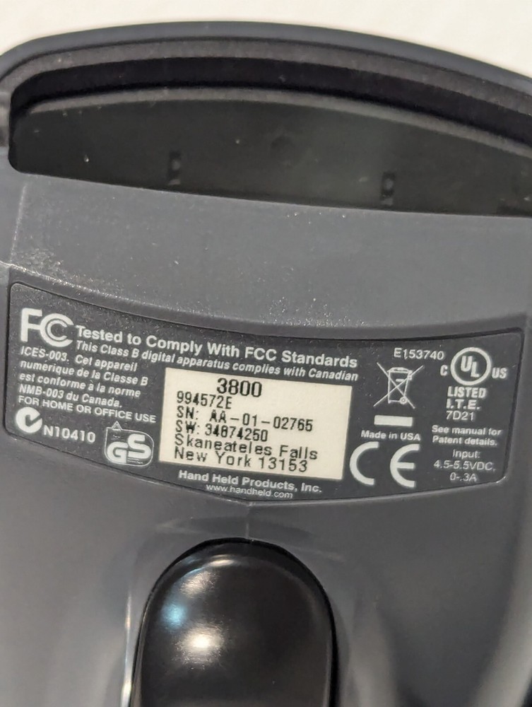 Handheld Products 3800 Barcode Scanner, 6' Coiled Cable, 994572E
