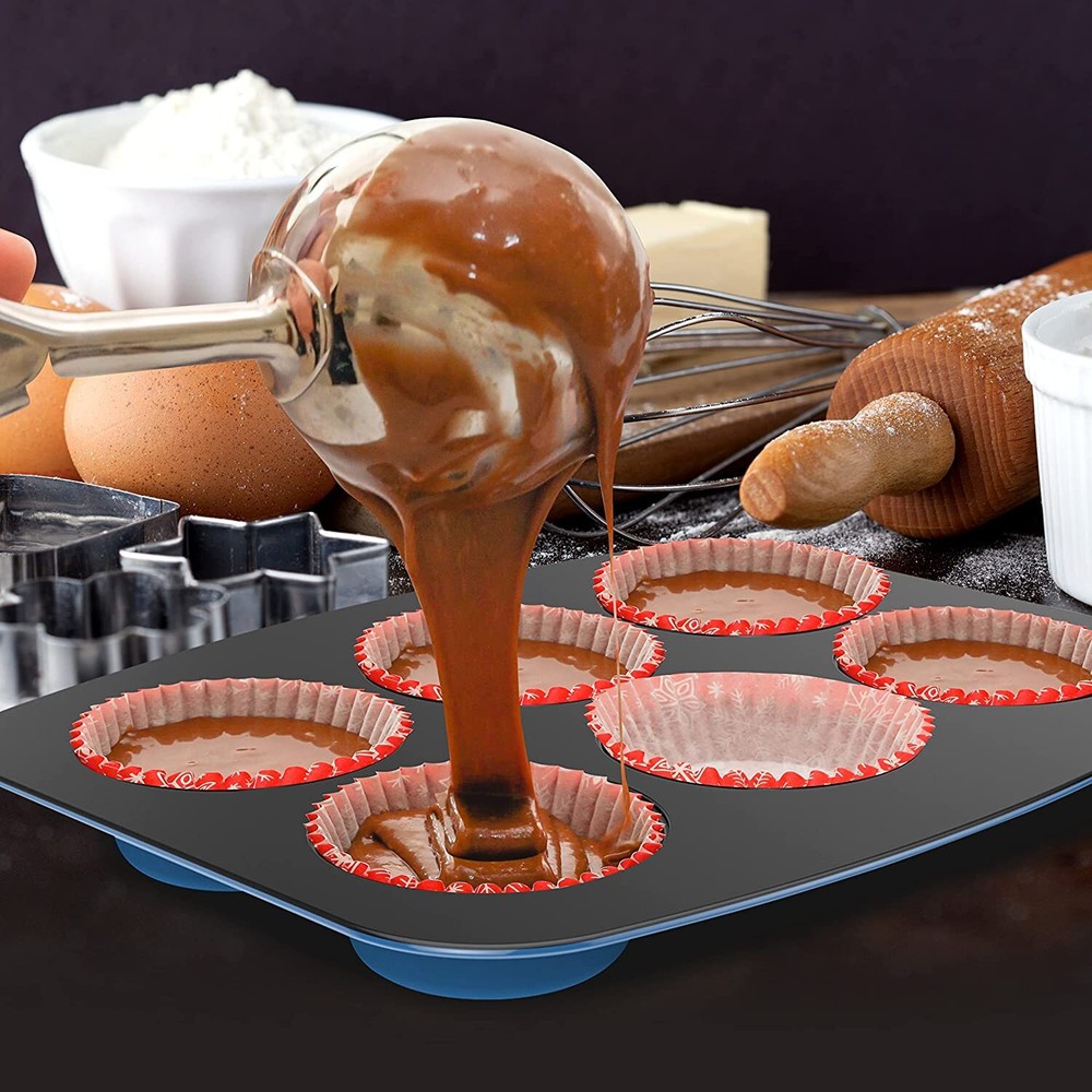 Nutrichef NCBKSTK9 8Pc Stackable Carbon Steel Bakeware-Blue