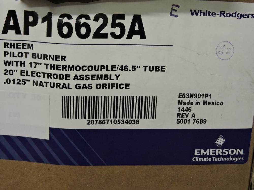Rheem Pilot Burner w/ 17" Thermal Couple 46.5" Tube 20" Electrode .0125" Orifice