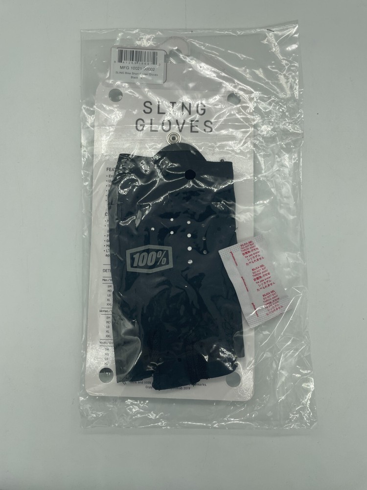 100% Sling Short Finger Gloves Black Size Large