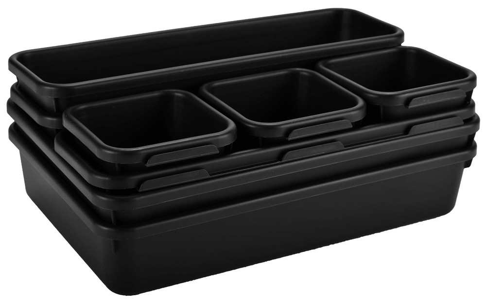 Interlocking Drawer Organizer Bins, Durable Plastic, Various Sizes(8-Piece Set)
