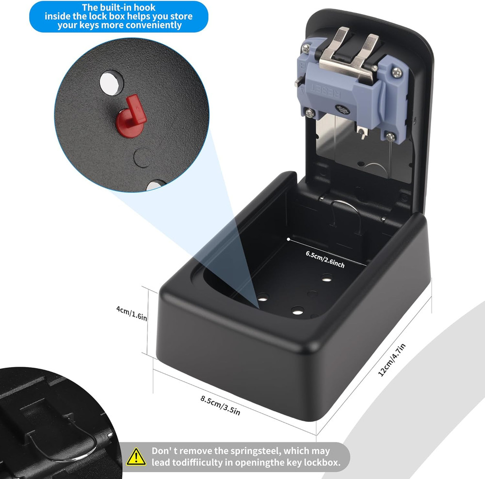 Key Lock Box,Combination Lockbox Wall-Mounted Key Storage Box for Keys,Large Key
