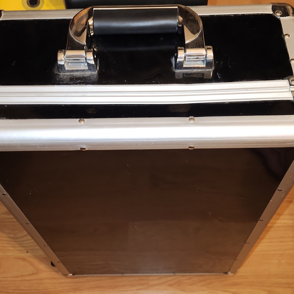 Black With Chrome Audio Dynamics Roller Luggage CD Flight Case DJ Discs