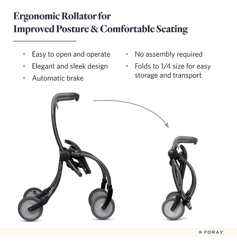 Foray Spring Rollator Easy Storage Unique Design Elderly Assist Walker