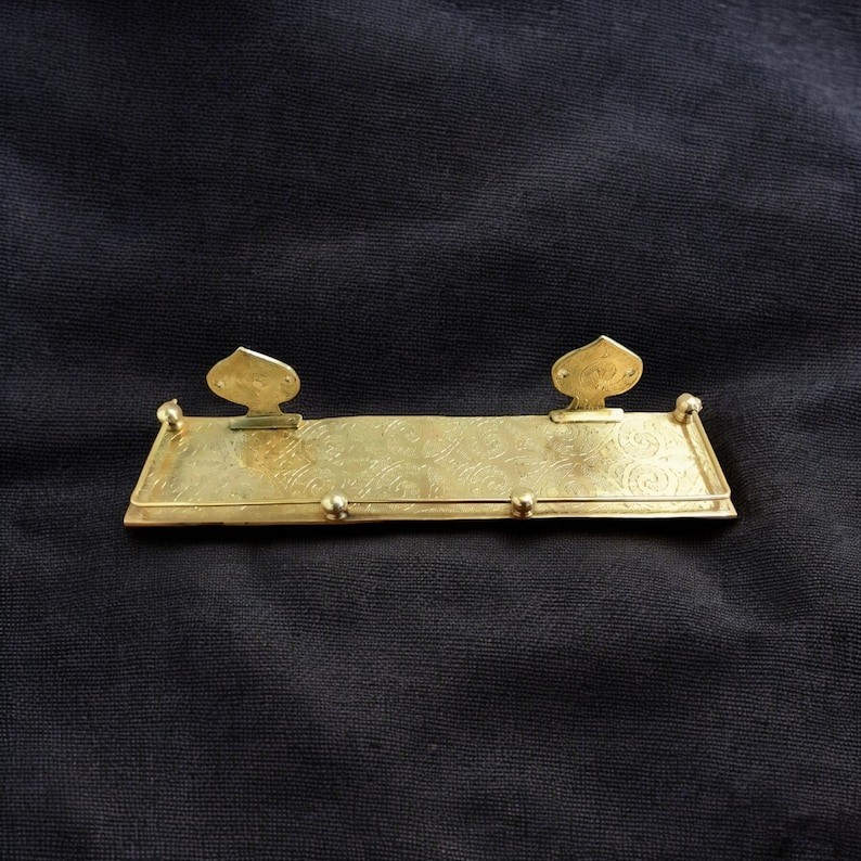 Engraved Solid Brass Wall Mounted Bathroom Shelf, Moroccan Handmade Brass Bathro