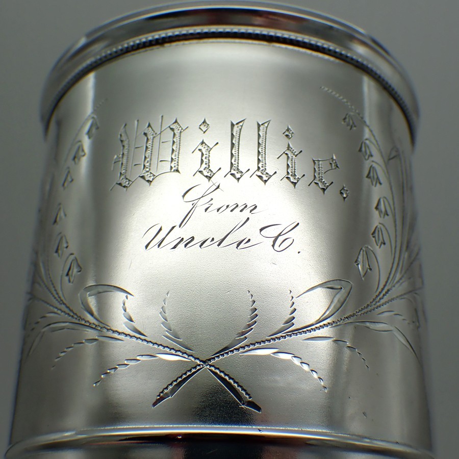 Christening Cup Whiting Sterling Silver Inscribed Willie from Uncle C