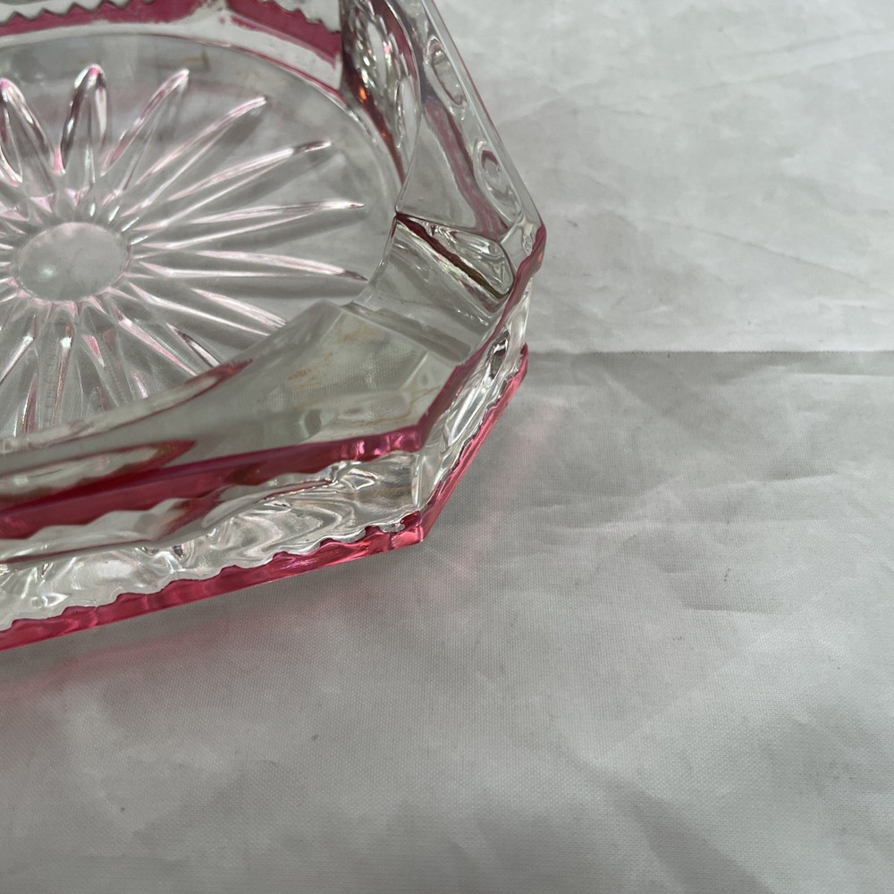 Tiffin Glass Kings Crown Ruby Flashed Glass Ashtray