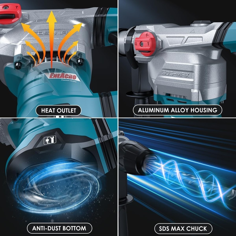 Complete SDS-Max Hammer Kit: 13 Amp Drill with Chisel, Bit & Tool Bag Included