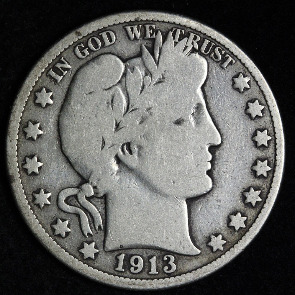 1913 Barber Silver Half Dollar VG E384 SAIFX