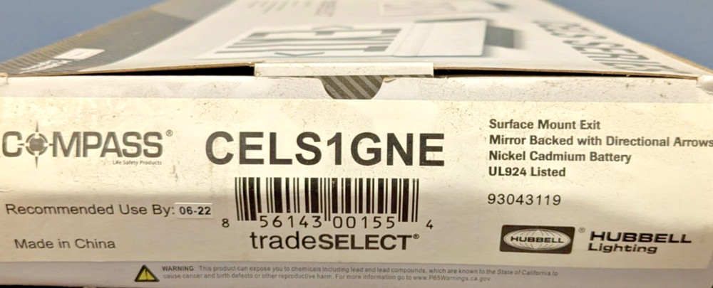 HUBBELL LIGHTING EDGE-LIT SURFACE MOUNT LED EXIT SIGN GREEN LETTER MIRROR BACK