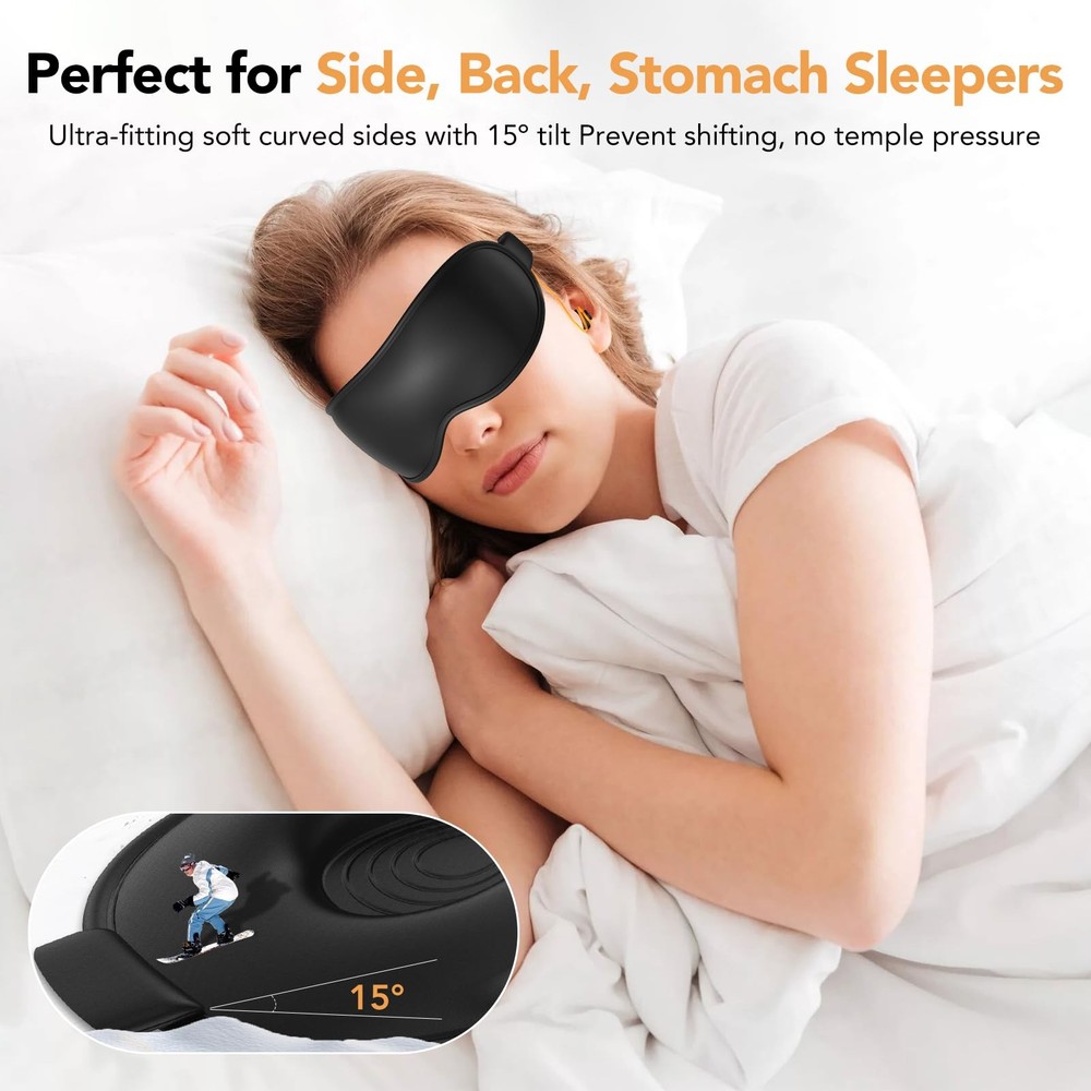 Light Blocking Sleep Mask with Adjustable Strap, 1 Count (Pack of 1), Black
