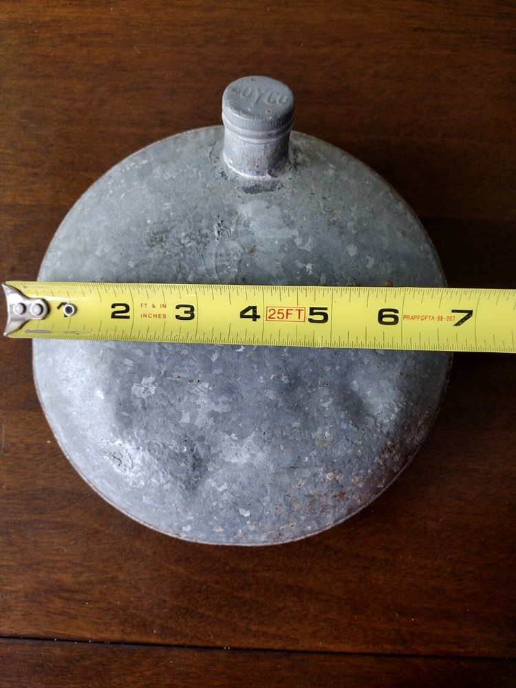Vintage Boyco Canteen + Cap Galvanized Metal 7.5" Diameter