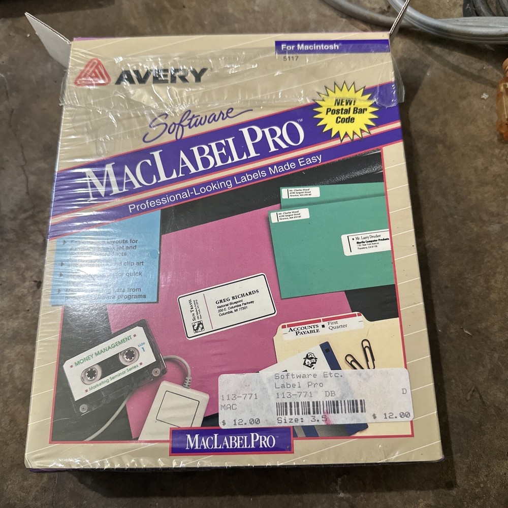 Vintage 1996 Avery Software MacLabelPro 5117 for Macintosh 3.5 Discs #PC