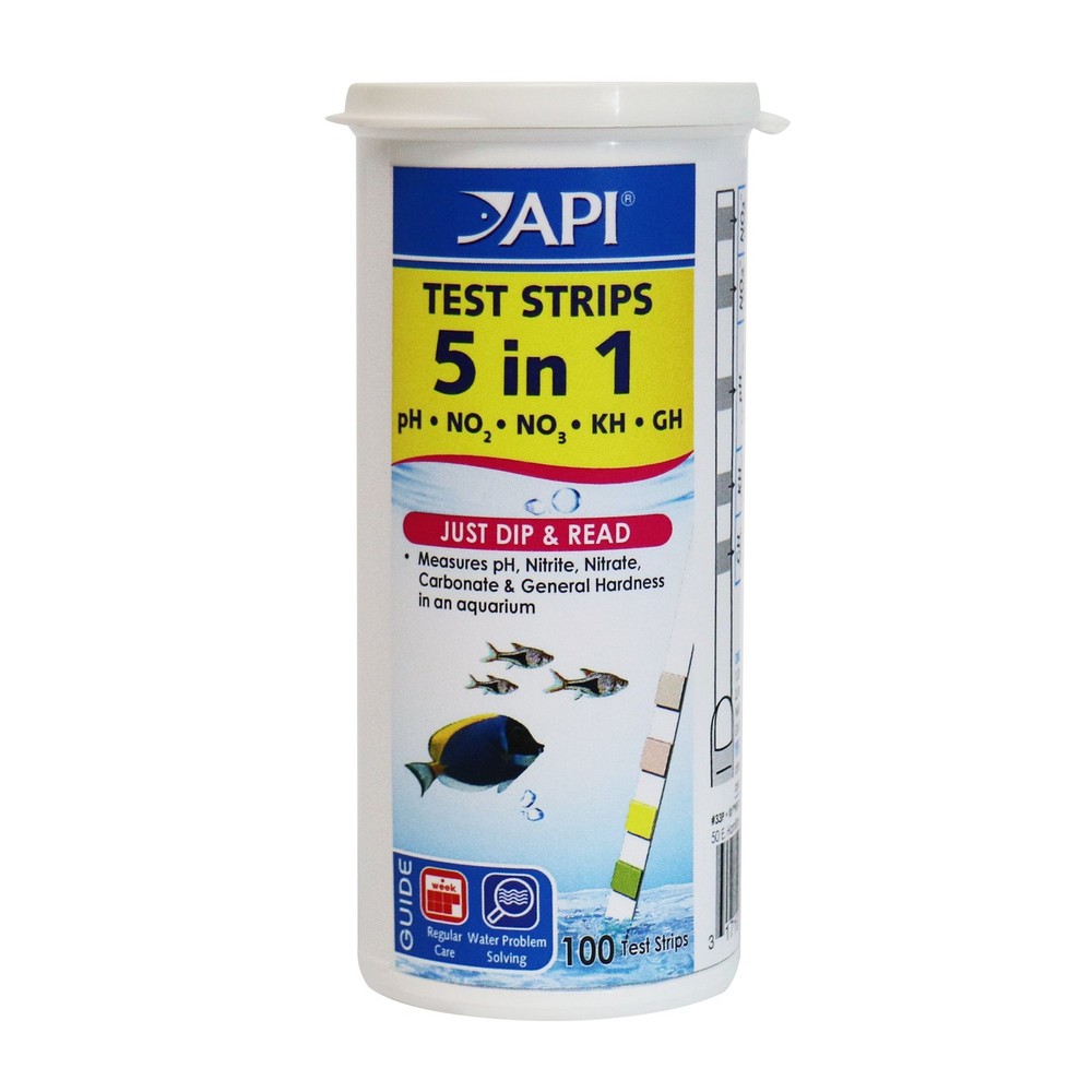 API 5-IN-1 TEST STRIPS Freshwater and Saltwater 100-Count, multi natural