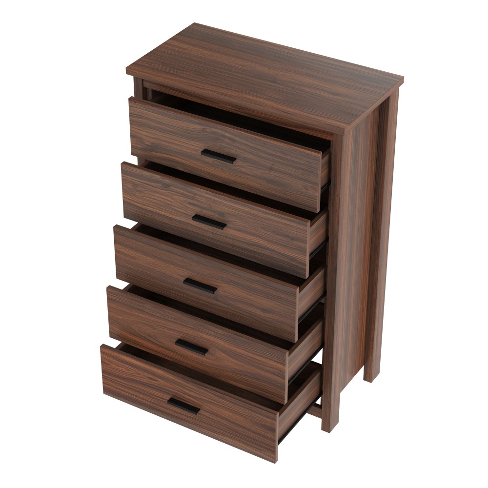Queen Bedroom Set w/ Storage Headboard & Charging Station, 4-PC Walnut