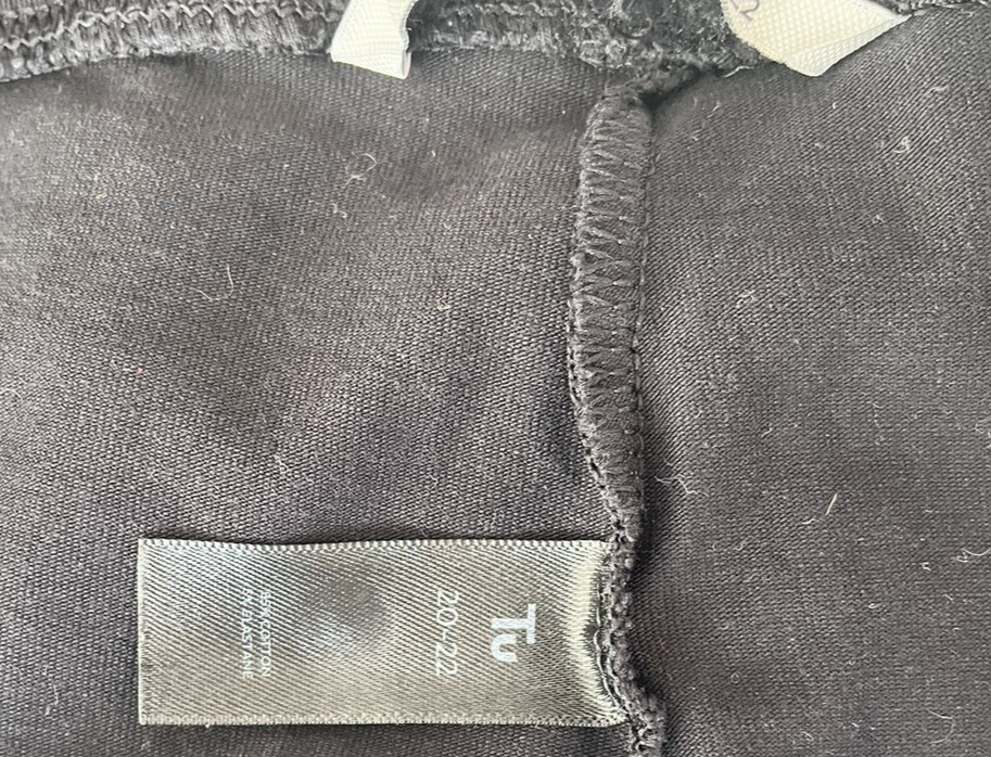 TU Size 20-22 Black Basic Leggings Stretch Pull On Waist 35" Inside Leg 27"